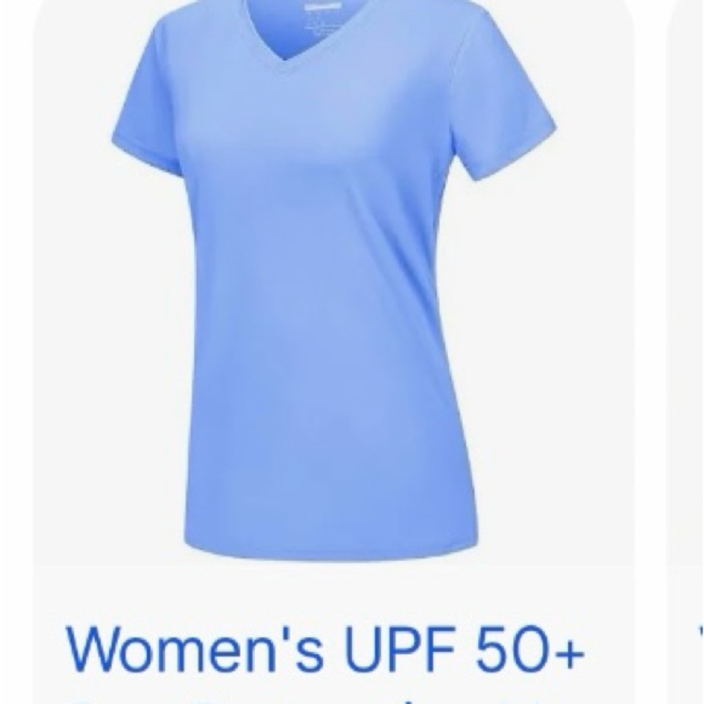 Women's Blue V-Neck SPF Top